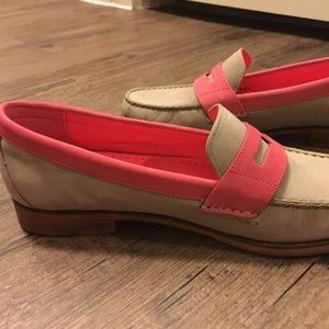 Cole Haan Tan and Pink Penny Loafers Women